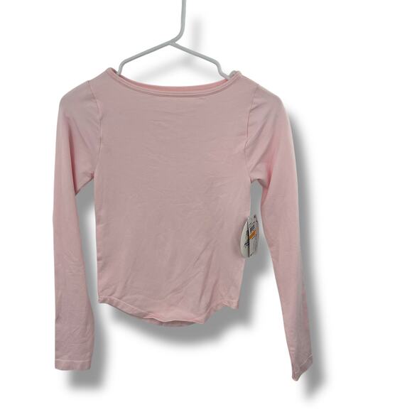 NEW Planet Heart Macy's Long Sleeve Baby Pink Top Size Small Fitted Crop Pastel - Picture 3 of 5
